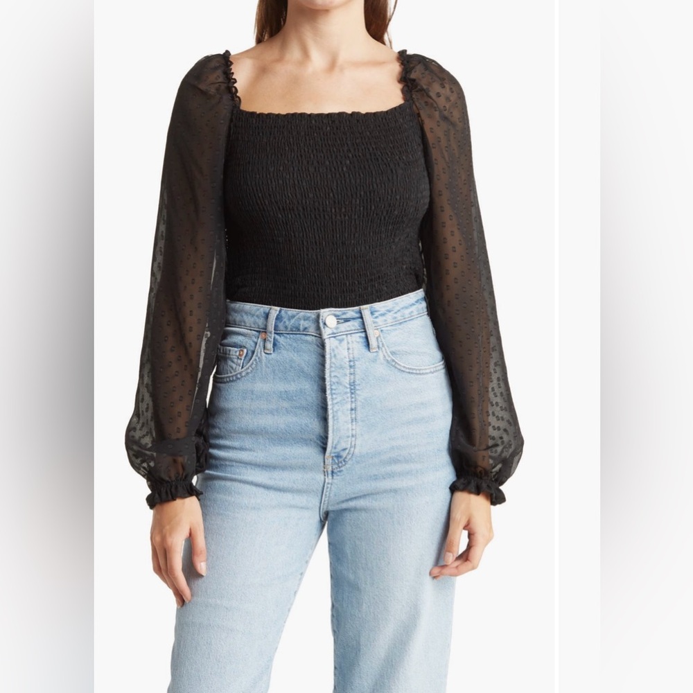 Laundry by Shelli Segal Smocked long sleeve blouse BNWT